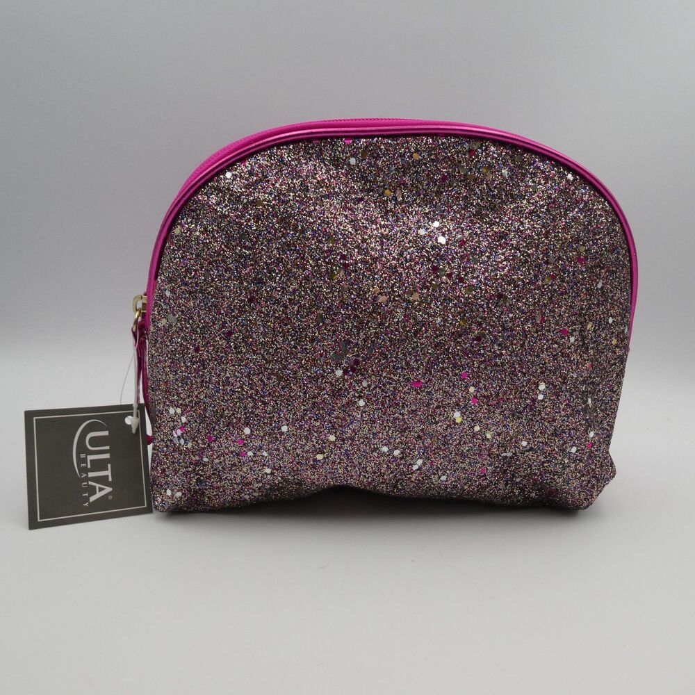 Ulta Beauty Glitter & Metallic Magenta Cosmetic Bag NWT Zip Makeup Pouch